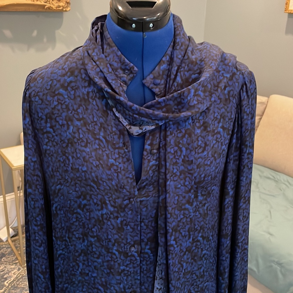 Alice and Olivia Blue / Black Blouse